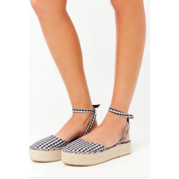 NEW Gingham platform sandals Size 6.5 - Picture 2 of 8